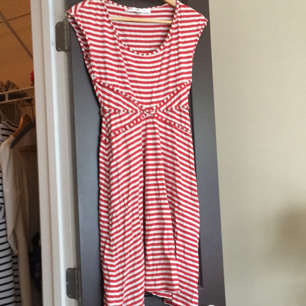 Max Studio red and white stripped dress